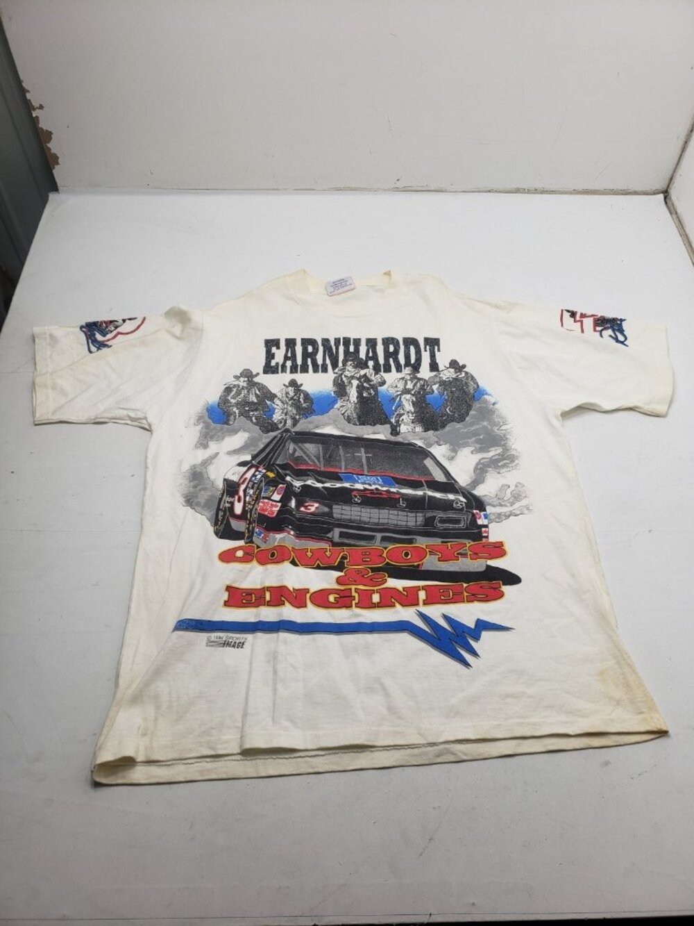 Vintage 1994 Dale Earnhardt Cowboys & Engines Nascar Tshirt Double Sided USA XXL